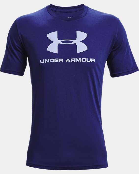 Men's UA Sportstyle Logo Short Sleeve, Blue, pdpMainDesktop image number 4